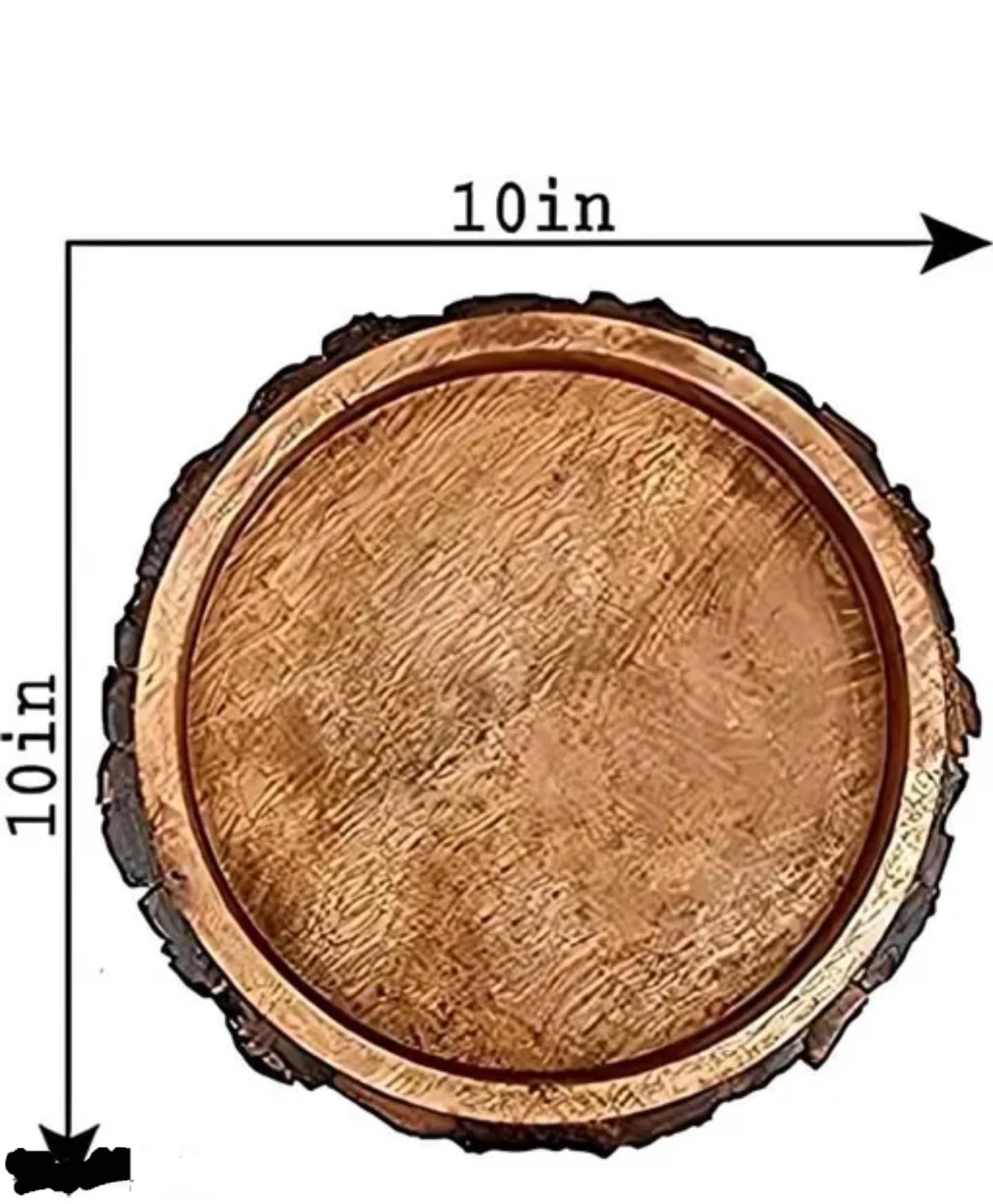 Rustic Natural Wood Serving Tray, Round Tree Bark Edge Display Plate, Brown, Decorative Bowl for Centerpiece