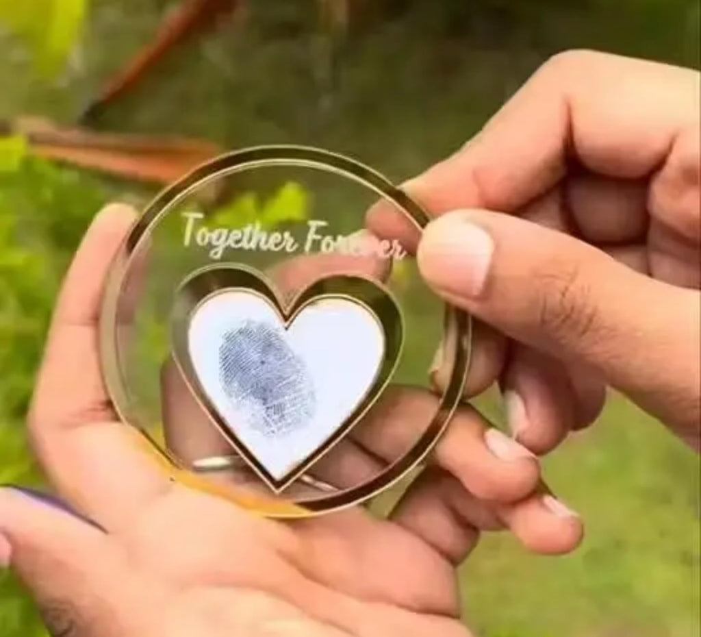 Together Forever Heart Photo Frame with Gold Trim, Decorative Display, Purple and Orange Floral Background
