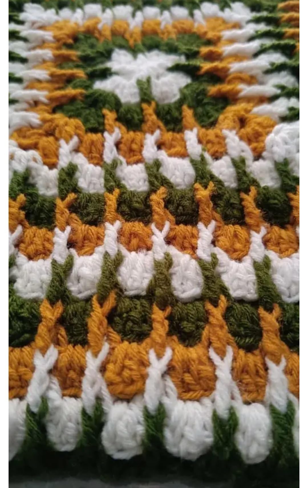 Handmade Crochet Throw Pillow Cover, Granny Square Pattern, Green, Orange & White, Boho Style