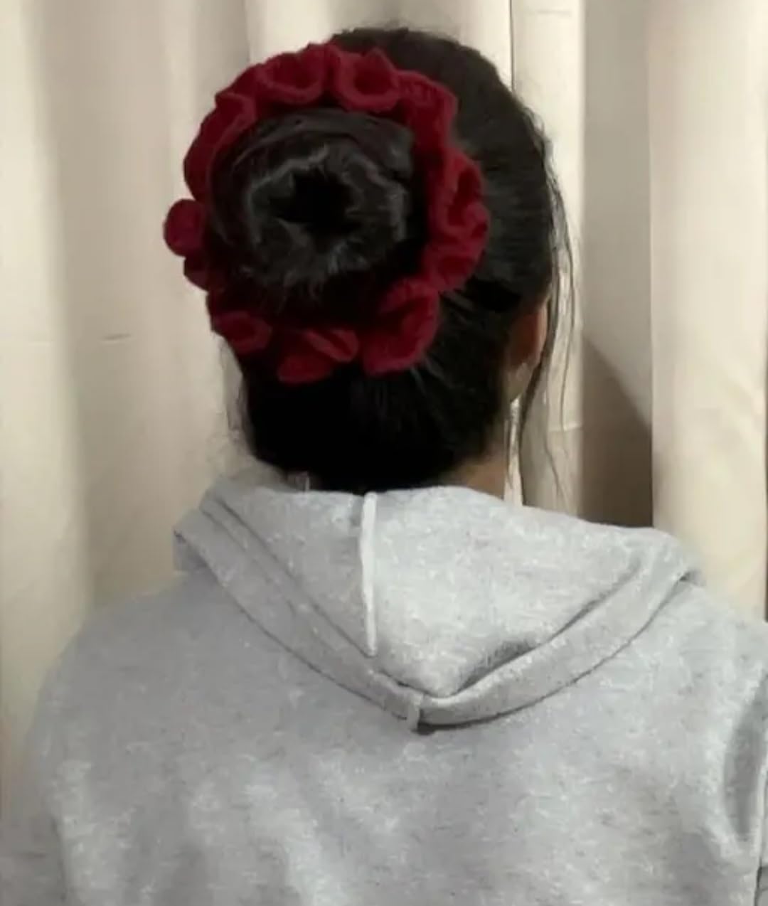 Red Velvet Hair Scrunchie, Soft Elastic Ponytail Holder, Hair Tie Accessory