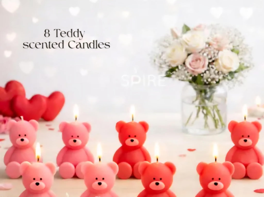 Mini Bear Candle, Red, 4 cm Height, 2.5 cm Width, Decorative Teddy Bear Shape