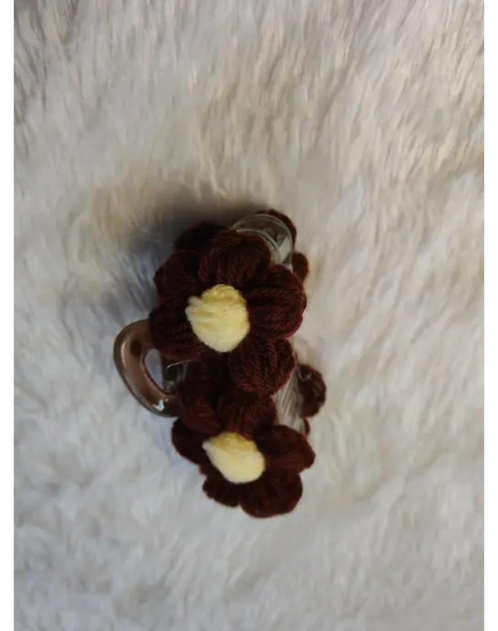 Crochet Flower Hair Clips, Yellow and White Daisy Design, Handmade Knit Floral Barrettes, set of 2, random colour