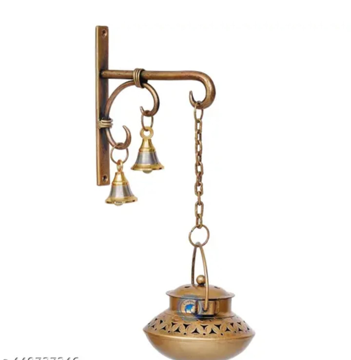Decorative Wall-Mounted Brass Bells with Incense Burner, Antique Style Hanging Design
