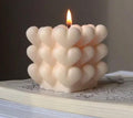 Decorative Heart Bubble Candle, White Soy Wax, Cube Shape, Modern Home Decor