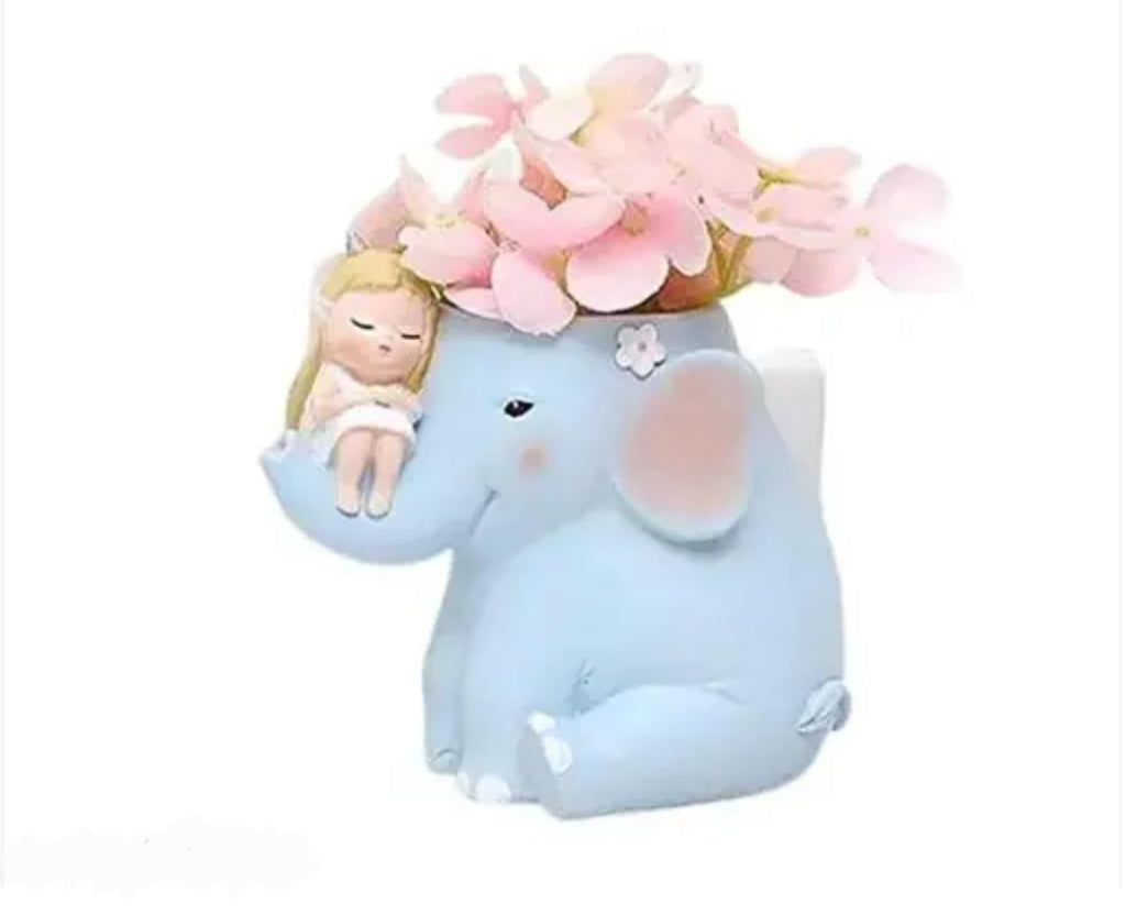 Whimsical Dolphin Succulent Planter, Blue and Pink Ceramic Decorative Plant Pot with Sleeping Figure, Garden Home Decor