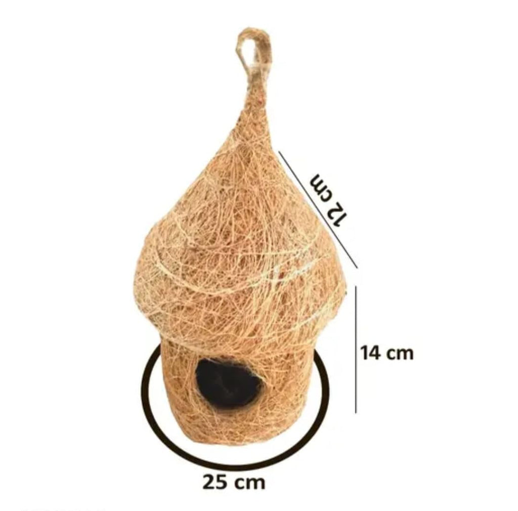 Handwoven Grass Bird Nest House, Natural Fiber Hanging Birdhouse for Sparrows, Outdoor Garden Decor