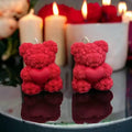 Decorative Rose Teddy Bear Scented Candles, Red, Set of 2, Romantic Heart Design, Romantic Gift, Valentine Day Gift, for her