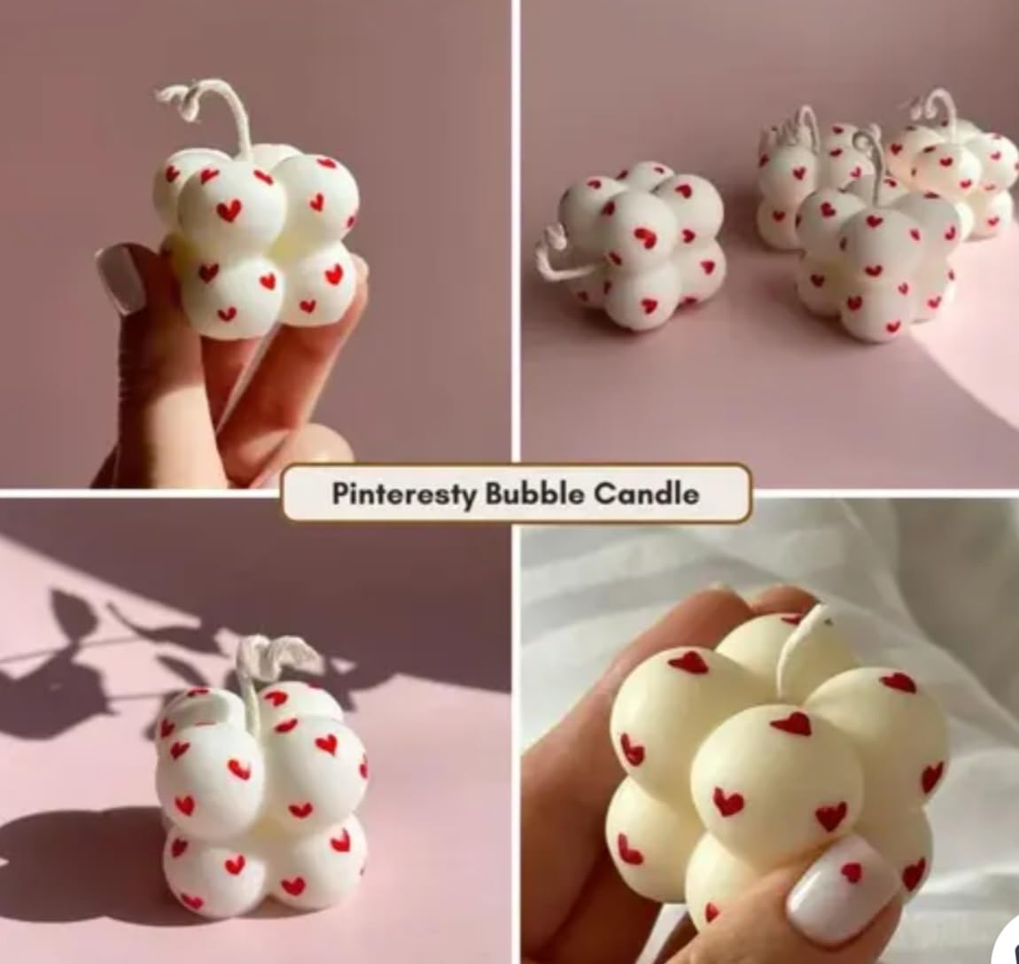 White Heart Pattern Candle Decorations, Valentine's Day Candle, Heart Shaped