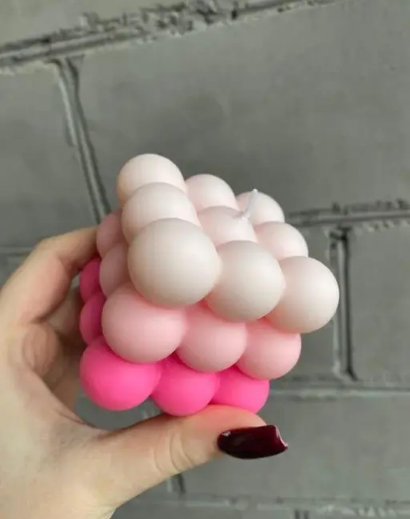 Bubble Cube Decorative Candle, Pink Ombre, Modern Design
