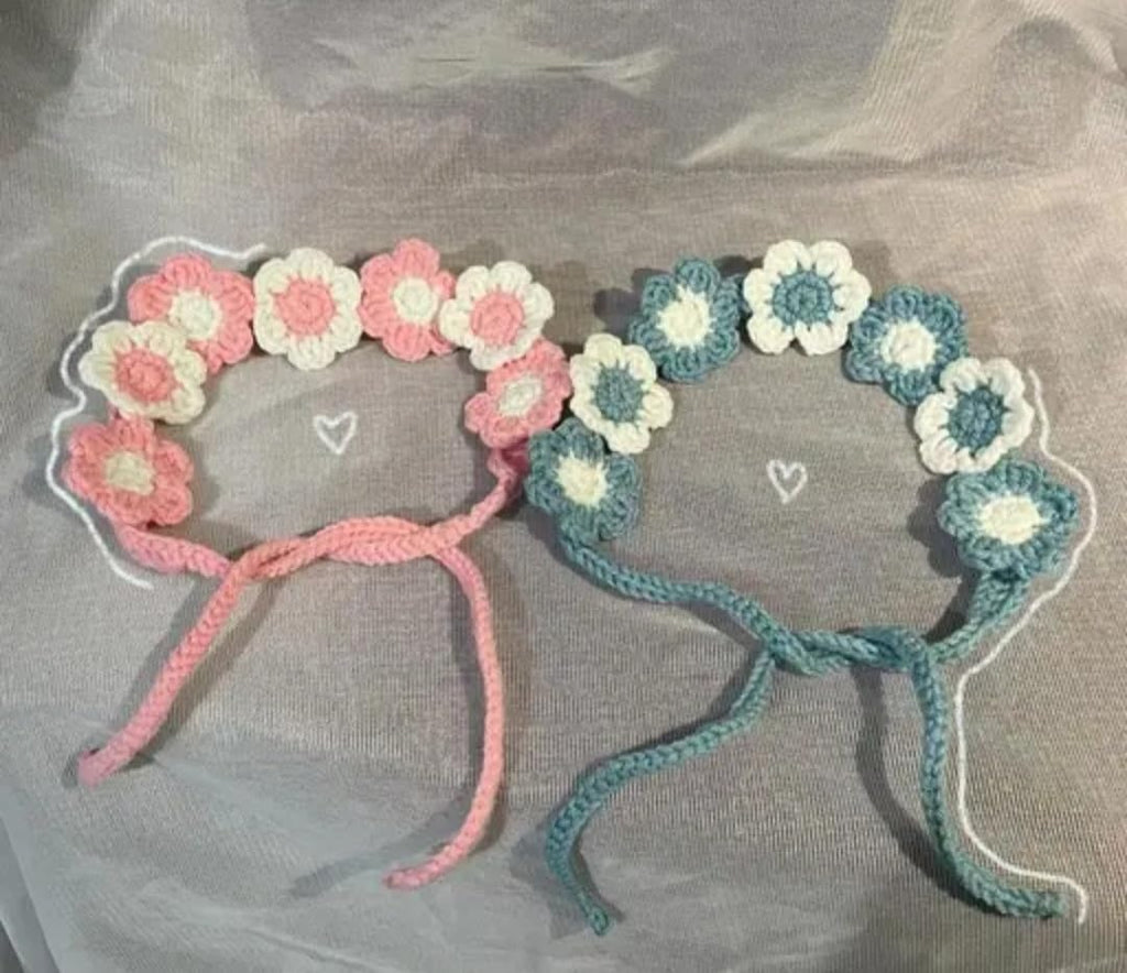 Crochet Heart Headband, Pink, Handmade Knit Hair Accessory for Women and Girls