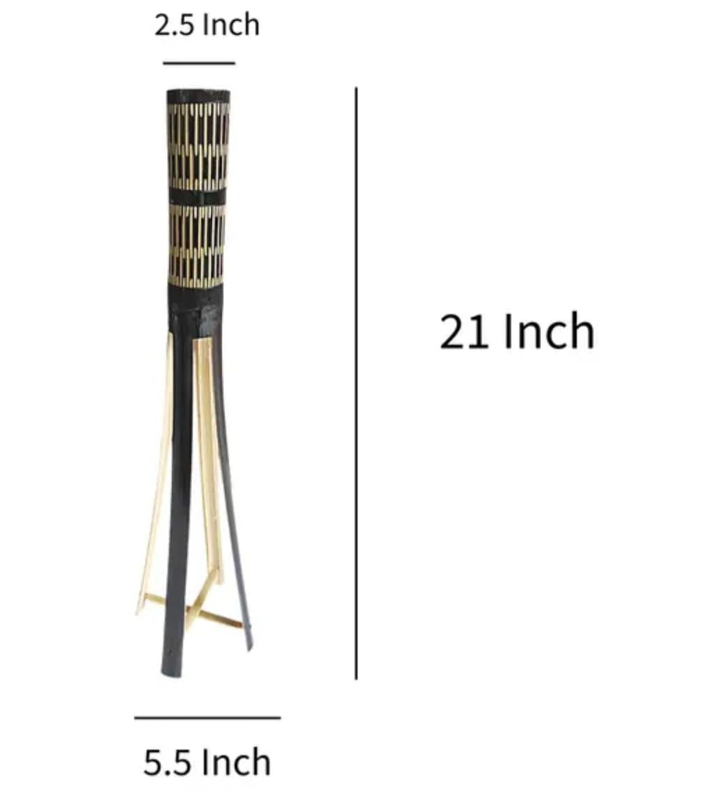 Bamboo Flower stand with Gold Tripod Stand, Black and Gold, Bohemian Style, Indoor Decor