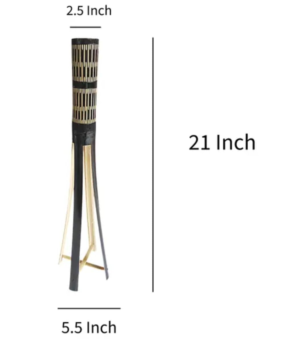 Bamboo Flower stand with Gold Tripod Stand, Black and Gold, Bohemian Style, Indoor Decor