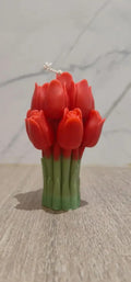 Decorative Red Tulip Bouquet Candle, Handcrafted Wax, Spring Home Decor