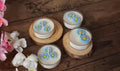 Daisy Flower Botanical Candle, Blue and White, Handmade Floral Design, Set of 4