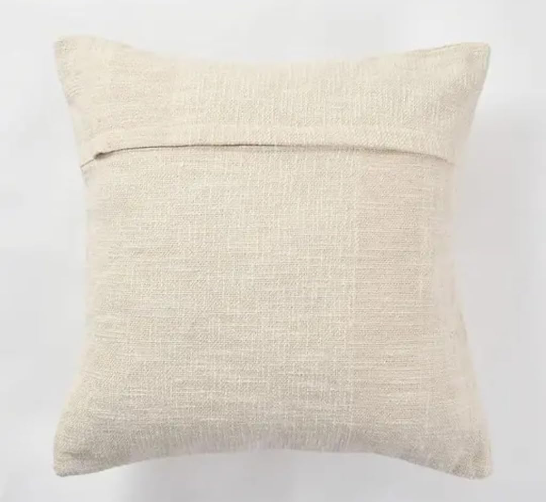 Handmade Decorative Throw Pillow Cover, White with Tufted Abstract Wavy Pattern, Boho Style