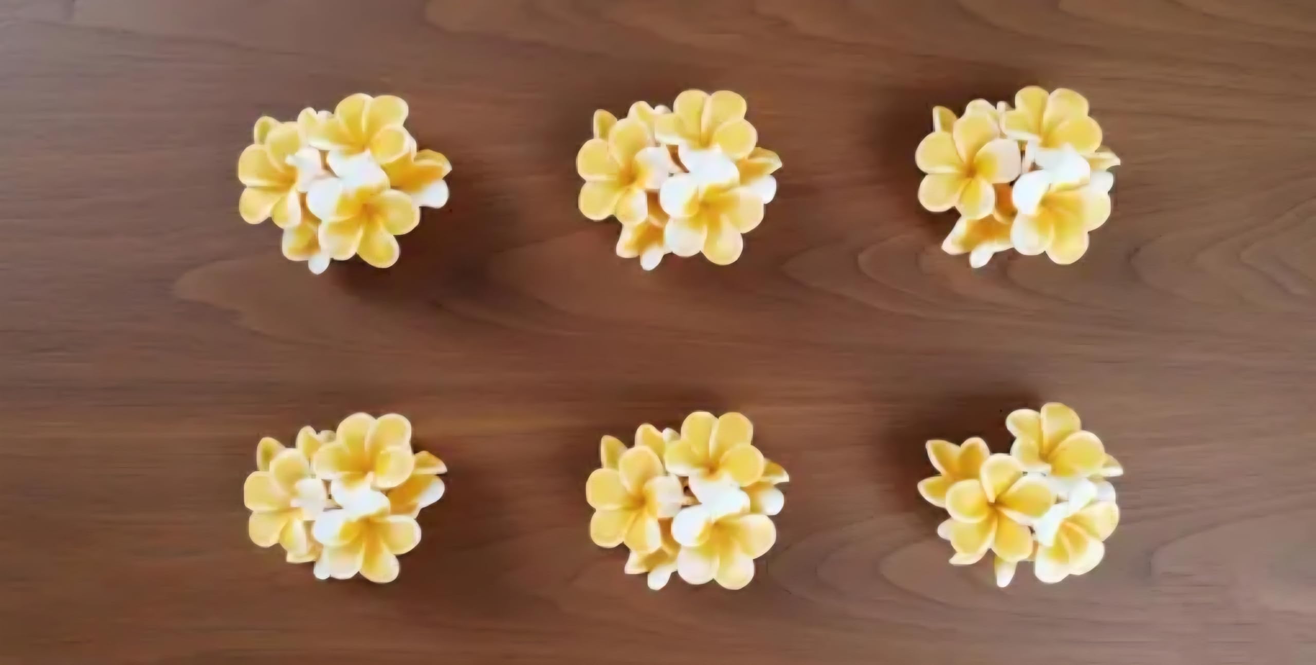 Plumeria Flower Candle, Yellow and White, Frangipani Floral Design, Set of 6