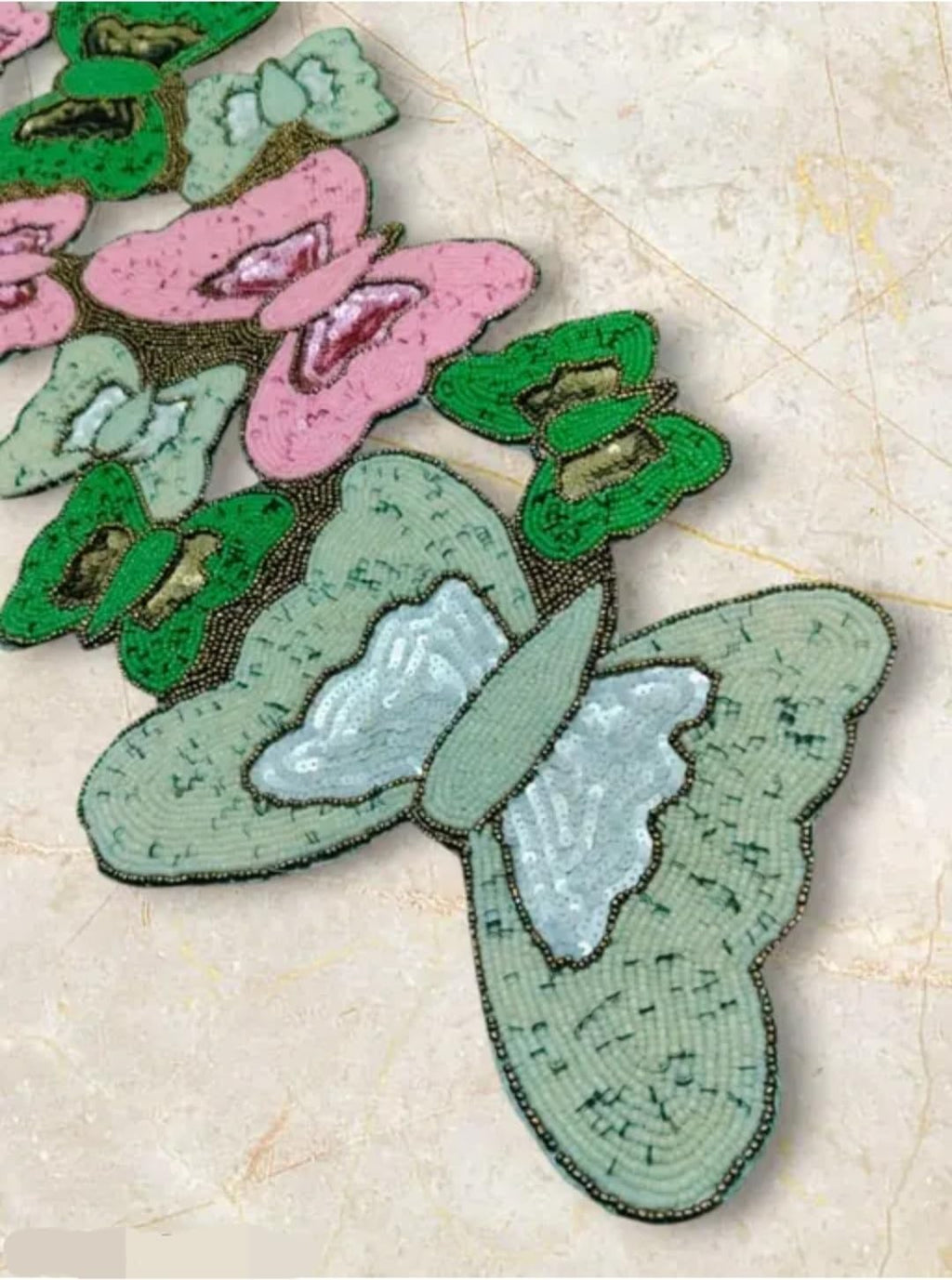 Poinsettia Table Runner, Beaded Design, Christmas Holiday Decor, Cream Brown Red Green