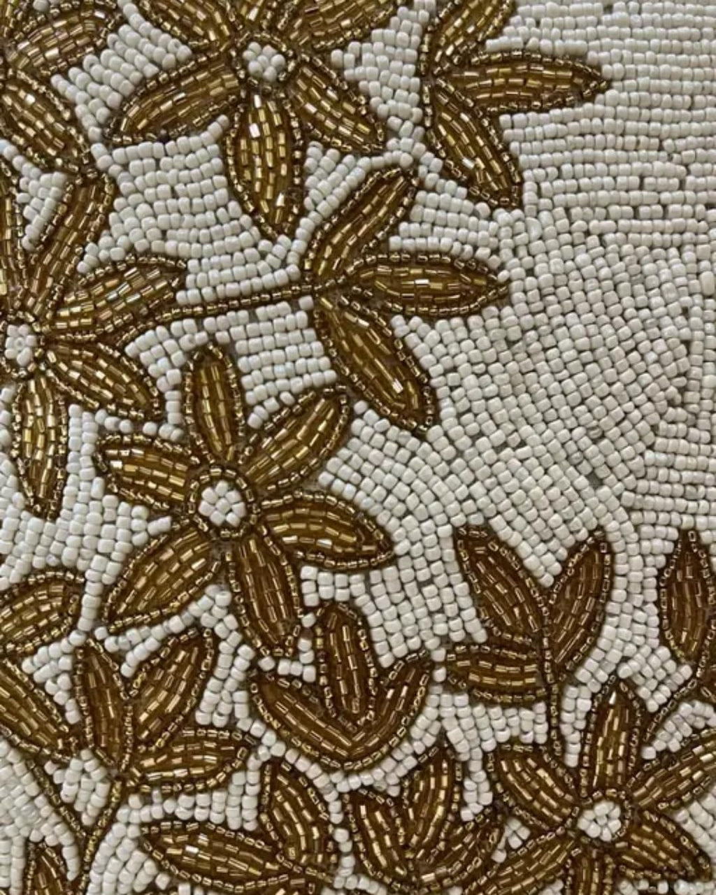 Beaded Throw Pillow Cover, Ivory and Gold Floral Embroidered Cushion Cover, Decorative Square Accent