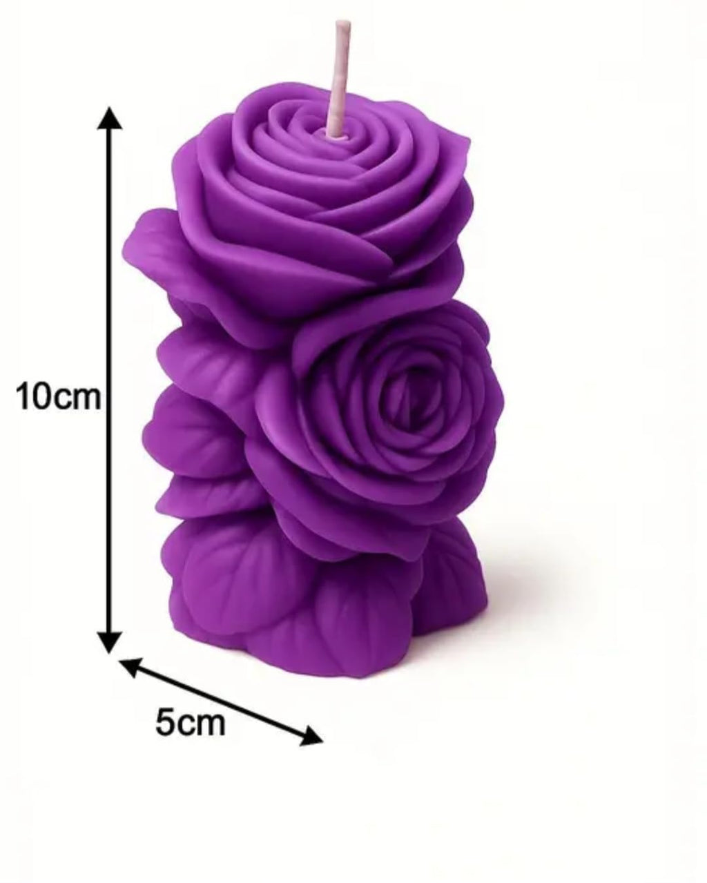 Rose Shaped Decorative Pillar Candle, Purple, Floral Sculpted Design, Home Decor