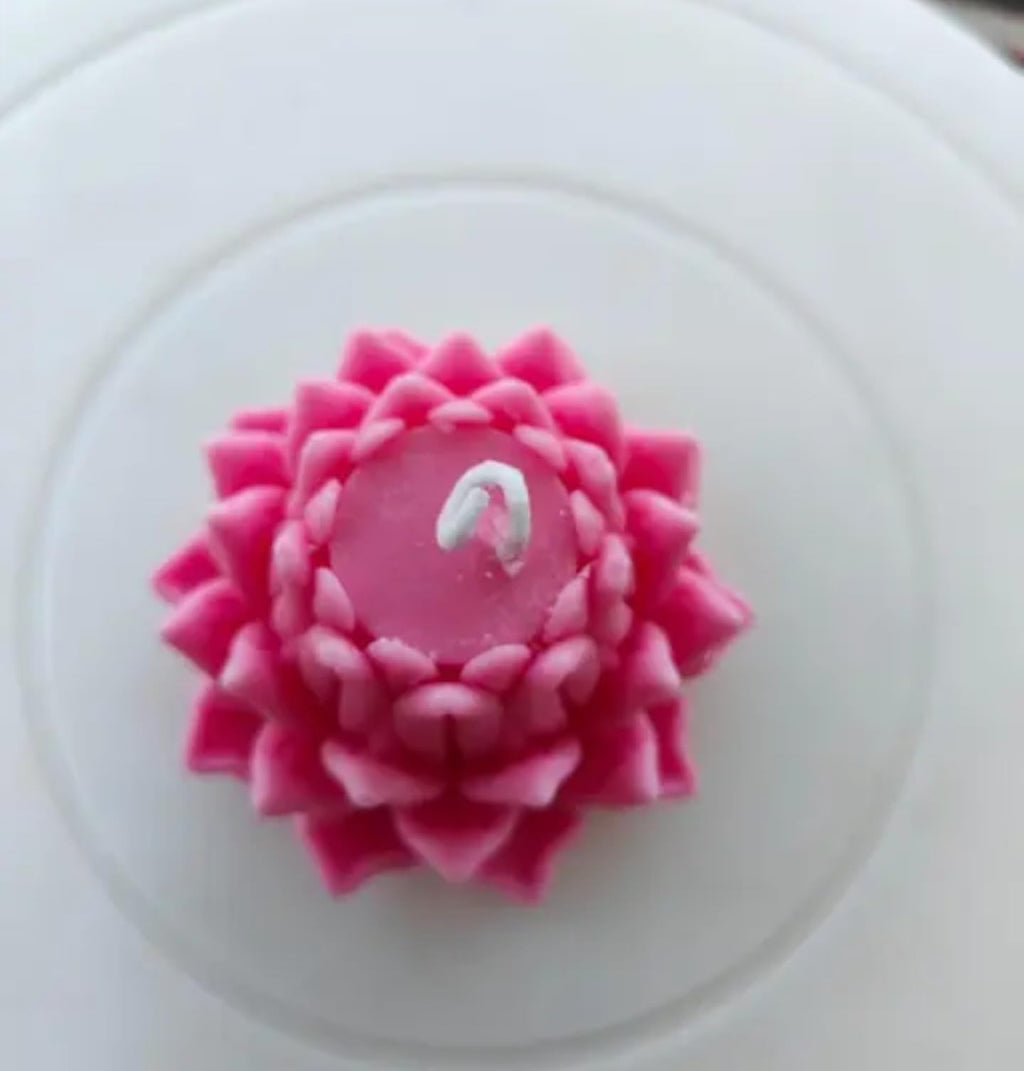 Handcrafted Decorative Pink Lotus Flower Candle, Floating Water Lily Design, White Base, Wax Material
