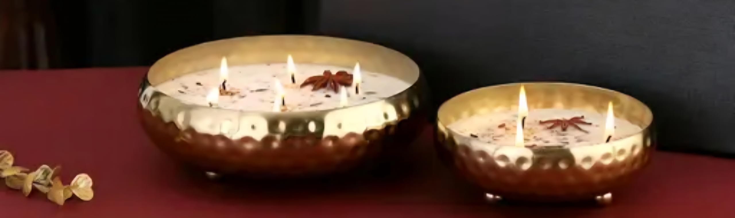 Decorative Soy Wax Floating Candles, White, Handmade Bowl Shape with Dried Flowers, Set of 2, for Home Decor