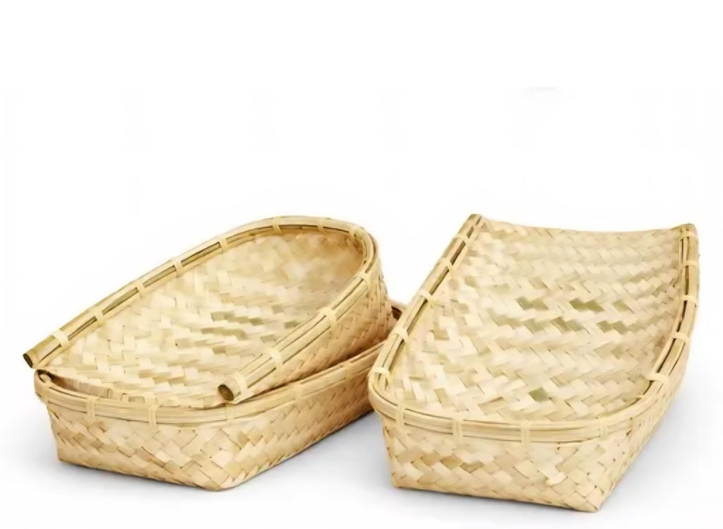 Handwoven Bamboo kula, Natural, Boat Shape, Storage Organizer, kula, kulo