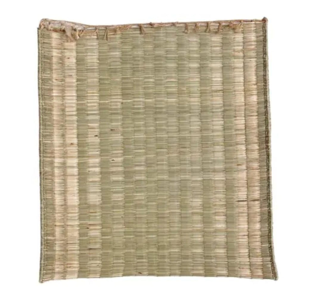Natural Woven Bamboo Mat, Square, Striped Pattern, Handcrafted Reed Placemat