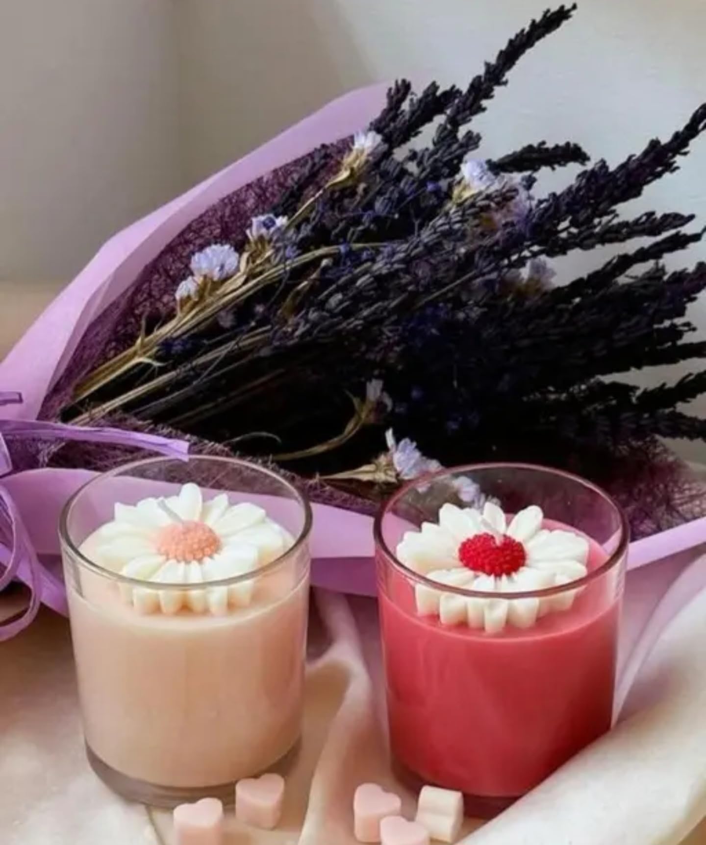 Decorative Daisy Flower Scented Candles, Glass jar luxury candle