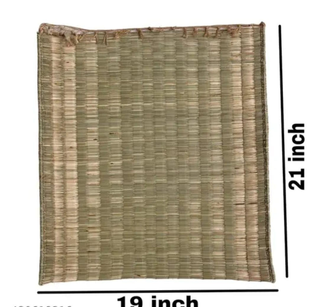 Natural Woven Bamboo Mat, Square, Striped Pattern, Handcrafted Reed Placemat