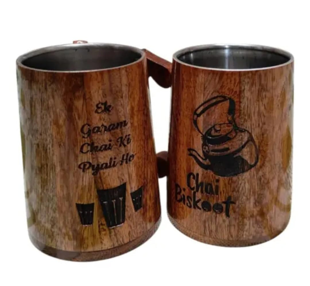 Wooden Coffee Mug with Engraved 'Love Coffee' Design, Rustic Style, Dark Brown, eco friendly