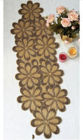 Beaded Table Runner, Floral Design, Gold and Brown, Handcrafted Decorative Home Decor