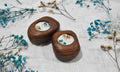 Handcrafted Wooden Tealight Candles, Dark Brown, Set of 2, Rustic Home Decor with Floral Arrangement