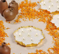 Decorative Gold Lotus Shape Multi-Wick Candle with White Wax, Traditional Style, for Home Decor, Diwali, Festive Occasions