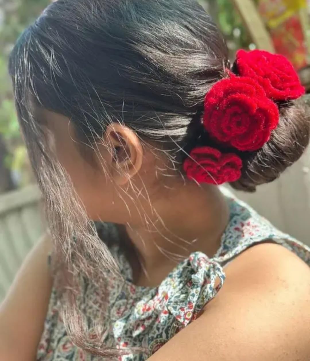 Red Velvet Rose Flower Hair Clip, Bun Accessory for Women, Floral Hair Pin