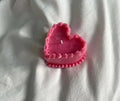 Decorative Heart Shaped Candle, Pink, Scalloped Edge Design with Beaded Base, Romantic Home Decor