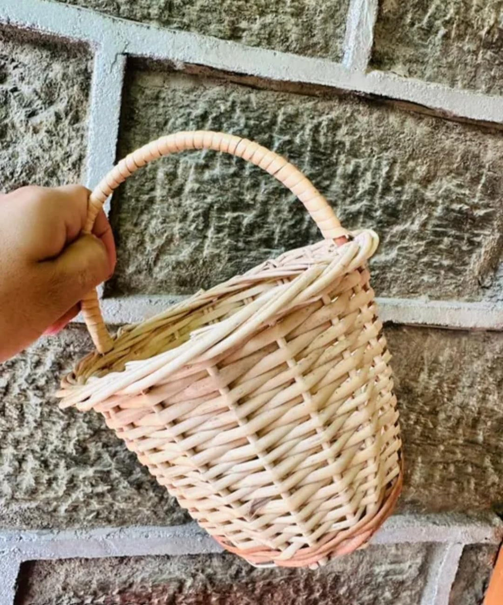 Small Wicker Basket with Handle, Natural Rattan, Handwoven, Gift and Storage Basket
