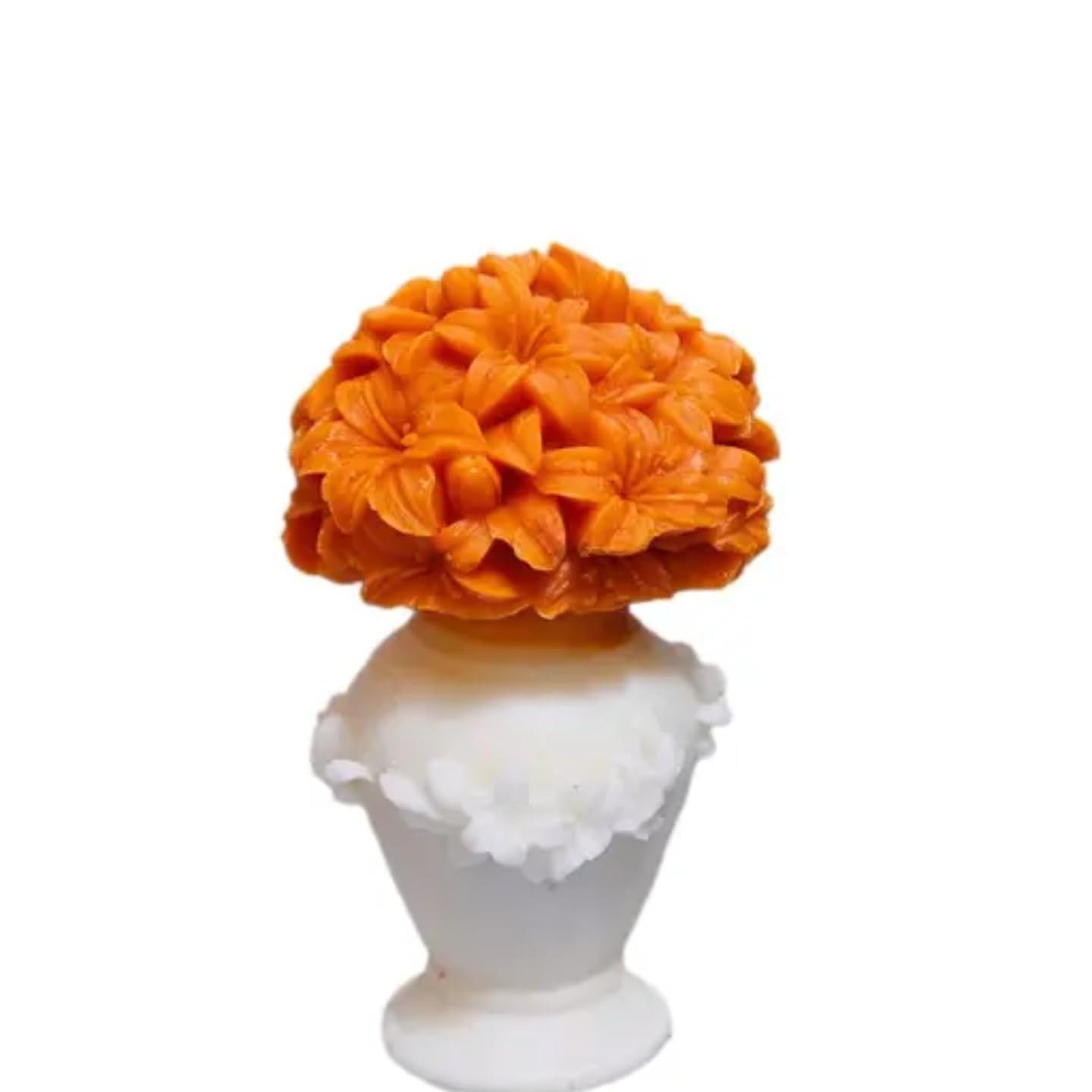 Decorative Floral Bouquet Candle, Orange Blossom Design, Ceramic Base, Handcrafted