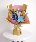 Handmade Crochet Flower Bouquet, Blue and Purple Mixed Floral Arrangement, Gift Wrap