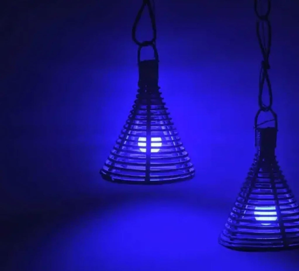 Spiral Cone Hanging Lantern, LED Tea Light Holder, Decorative Metal Pendant Light