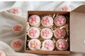 Pink Floral Tea Light Candles, Decorative Gift Box Set of 9, White Base with Cherry Blossom Design, Fancy Decorative Gift Candle, Scented Candle, Aroma