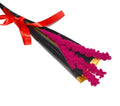 Handcrafted Crochet Flower Bouquet, Magenta, Black and Gold Wrap with Red Satin Ribbon, Gift Ready