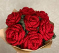 Handmade Crochet Red Rose Bouquet, Knitted Artificial Flowers, Valentine's Day Gift