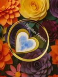 Together Forever Heart Photo Frame with Gold Trim, Decorative Display, Purple and Orange Floral Background
